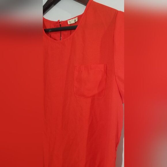 lily white size large orange flowy cap sleeve chest pocket blouse - Picture 4 of 4